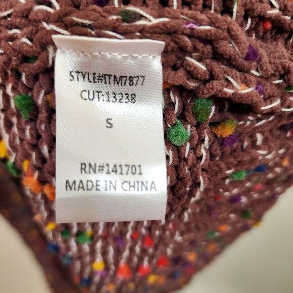 143 Story by Line up open front pom pom confetti long sweater woman's size s - Picture 4 of 10